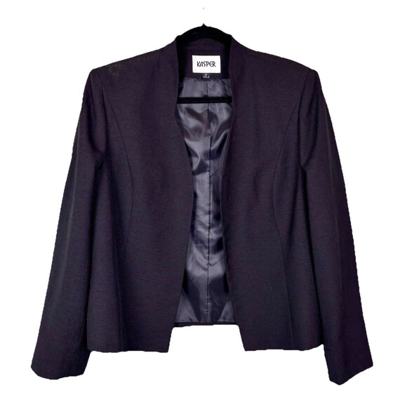 VTG NWOT Black Jacket Lace Tank 80s Kasper Academia Whimsey Goth Size 12 - Picture 2 of 9